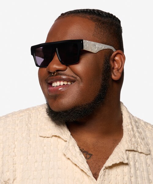 Starship Black White AcetateSunglass Frames for Men from EyeBuyDirect