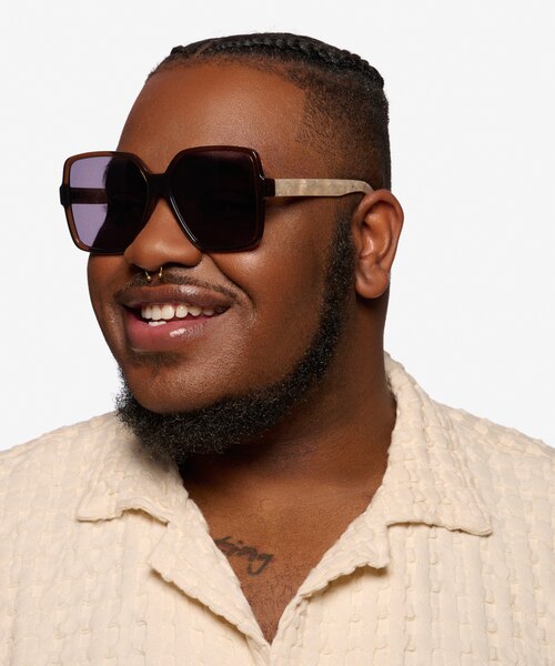 Beam Clear Brown Champagne AcetateSunglass Frames for Men from EyeBuyDirect