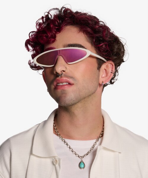 Sonic White PlasticSunglass Frames for Men from EyeBuyDirect