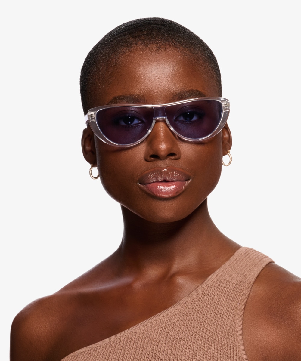 Round Oval Sunglasses Silver Mirrored Lens Transparent Frame Women Fashion  | eBay