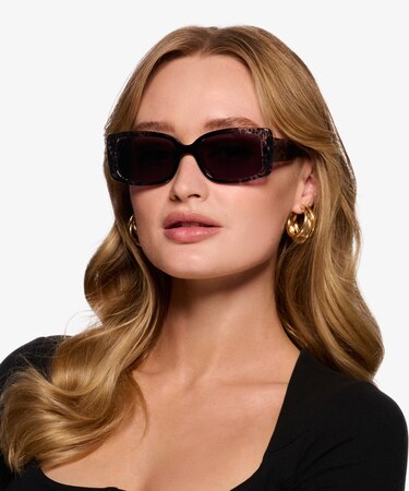 Clear Black Floral Rime -  Acetate Sunglasses