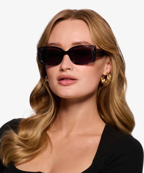Clear Black Floral Rime -  Acetate Sunglasses