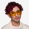Striata Clear Yellow PlasticSunglass Frames for Men from EyeBuyDirect