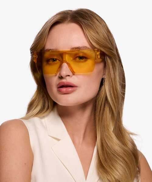 Striata Clear Yellow PlasticSunglass Frames for Women from EyeBuyDirect