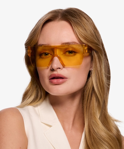 Striata Clear Yellow PlasticSunglass Frames for Women from EyeBuyDirect