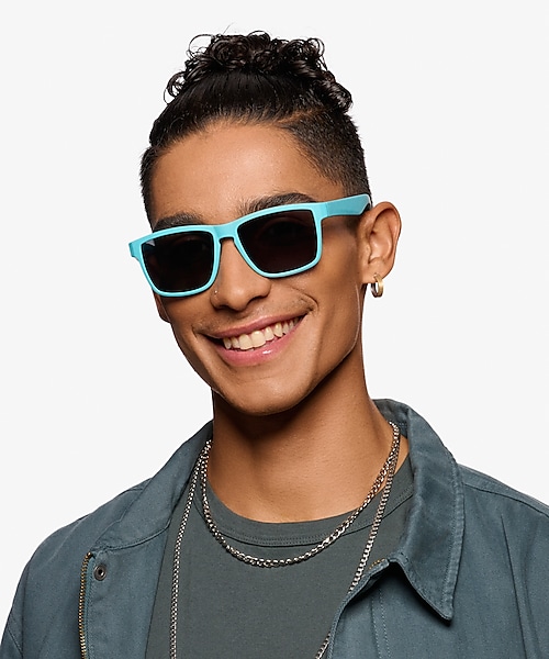 Uplift - Square Aqua Gray Frame Prescription Sunglasses | Eyebuydirect