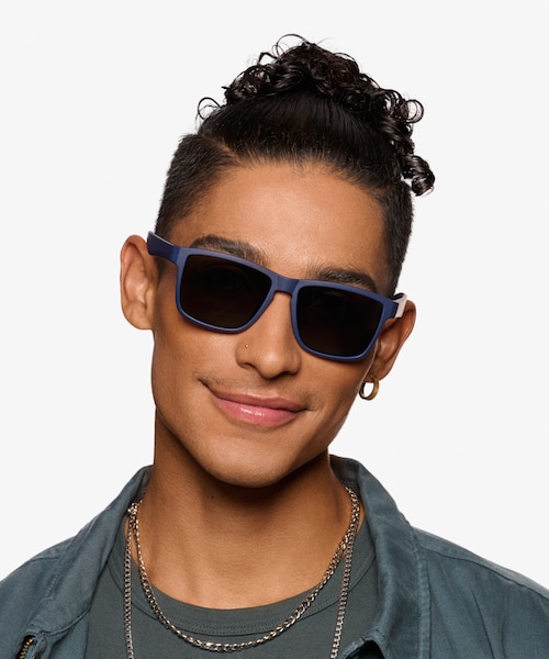 Tide Navy Gray PlasticSunglass Frames for Men from EyeBuyDirect