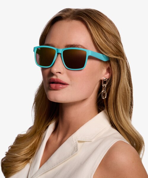 Skyward Aqua Gold PlasticSunglass Frames for Women from EyeBuyDirect
