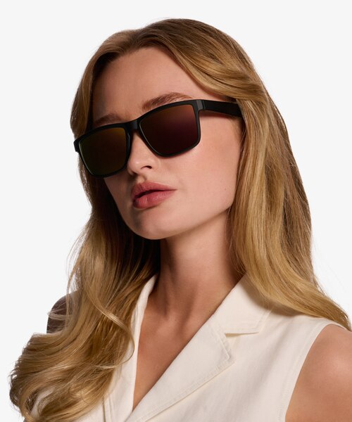 Swell Black Gold PlasticSunglass Frames for Women from EyeBuyDirect