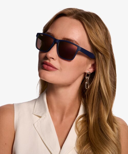 Still Navy Gold PlasticSunglass Frames for Women from EyeBuyDirect