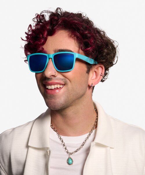 Surf Aqua Blue PlasticSunglass Frames for Men from EyeBuyDirect