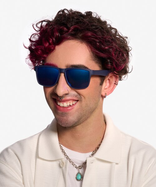 Mast Navy Blue PlasticSunglass Frames for Men from EyeBuyDirect