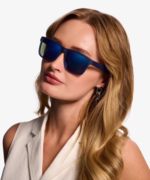 Mast Navy Blue PlasticSunglass Frames for Women from EyeBuyDirect