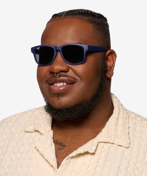 Crest Navy Gray PlasticSunglass Frames for Men from EyeBuyDirect