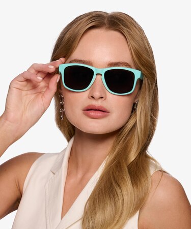 Turquoise Gray Salty -  Plastic Sunglasses