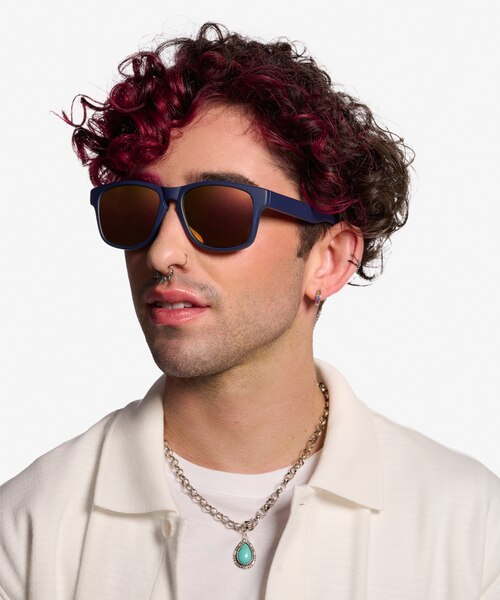 Seaside Navy Gold PlasticSunglass Frames for Men from EyeBuyDirect