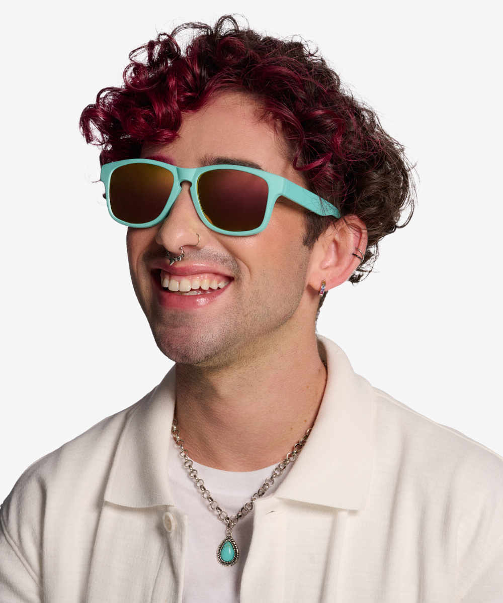 Ship Square Turquoise Gold Frame Prescription Sunglasses Eyebuydirect