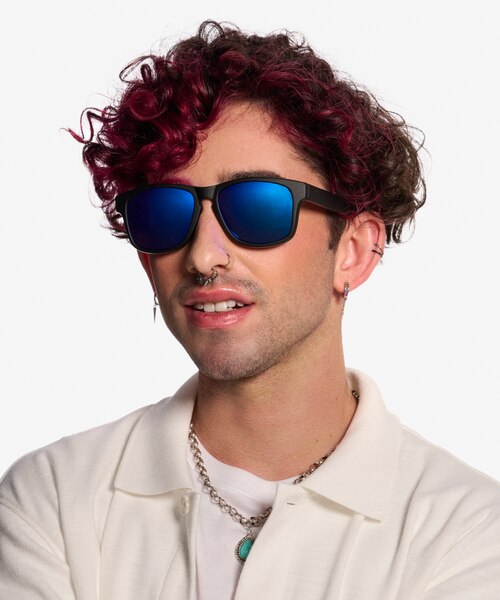 Oceanic Black Blue PlasticSunglass Frames for Men from EyeBuyDirect
