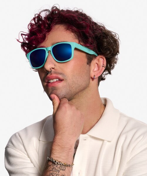 Nautical Turquoise Blue PlasticSunglass Frames for Men from EyeBuyDirect