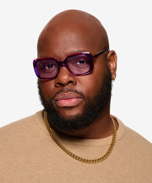Cilla Crystal Purple AcetateSunglass Frames for Men from EyeBuyDirect
