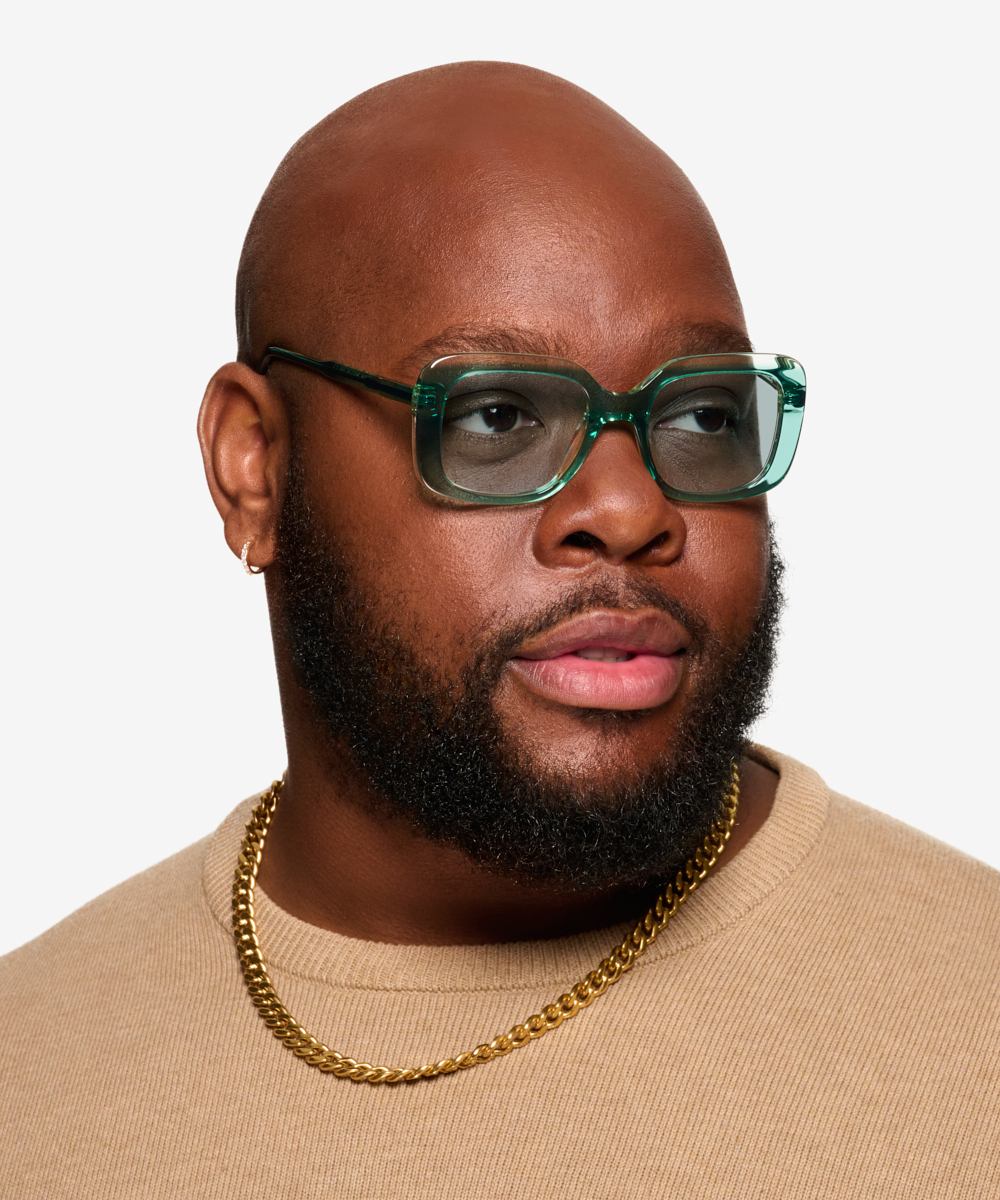 Cilla Square Crystal Green Frame Prescription Sunglasses Eyebuydirect