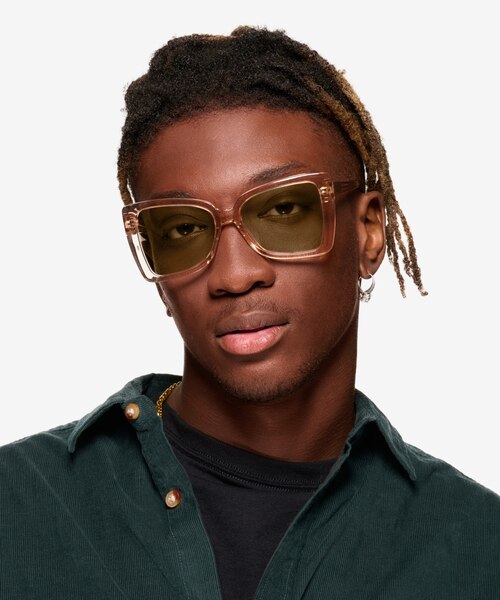 Tippi Crystal Peach AcetateSunglass Frames for Men from EyeBuyDirect