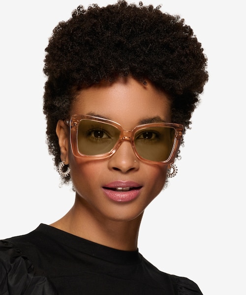 Tippi Crystal Peach AcetateSunglass Frames for Women from EyeBuyDirect