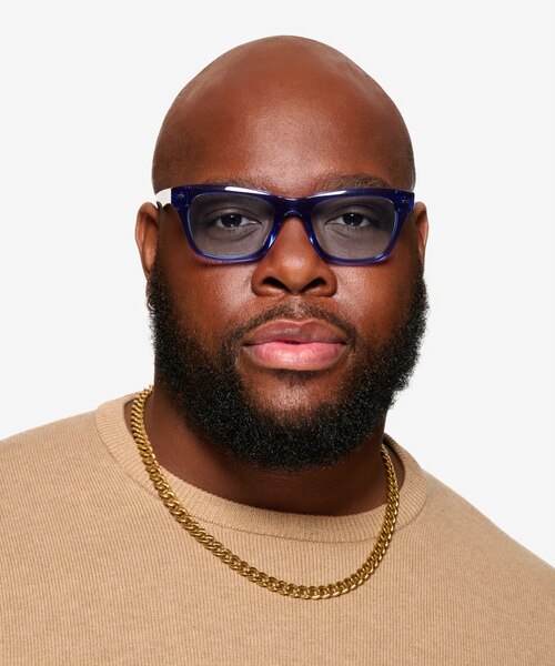 Kitt Crystal Dark Blue AcetateSunglass Frames for Men from EyeBuyDirect