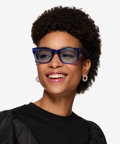 Kitt Crystal Dark Blue AcetateSunglass Frames for Women from EyeBuyDirect