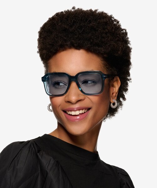 Bowie Crystal Blue AcetateSunglass Frames for Women from EyeBuyDirect