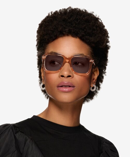 Bowie Crystal Peach AcetateSunglass Frames for Women from EyeBuyDirect