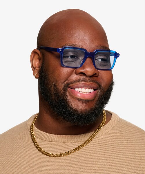 Nat Crystal Blue AcetateSunglass Frames for Men from EyeBuyDirect