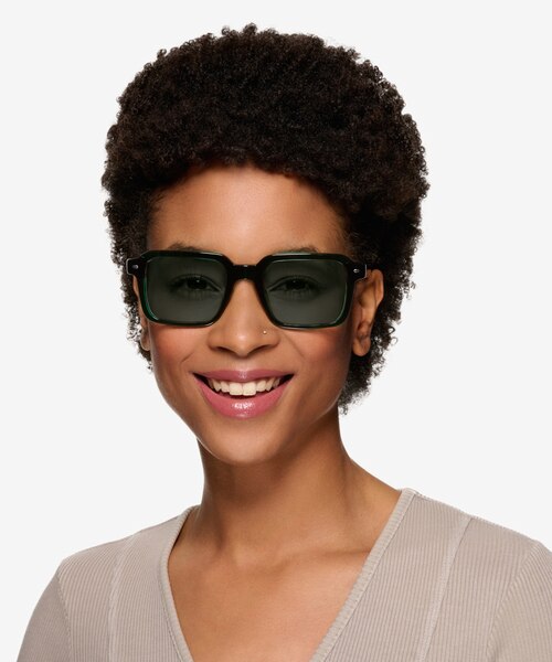 Nat Crystal Dark Green AcetateSunglass Frames for Women from EyeBuyDirect