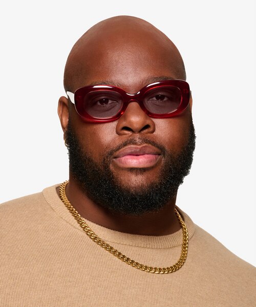 Aretha Crystal Red AcetateSunglass Frames for Men from EyeBuyDirect