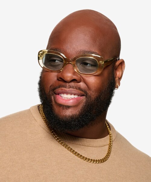 Aretha Crystal Light Yellow AcetateSunglass Frames for Men from EyeBuyDirect
