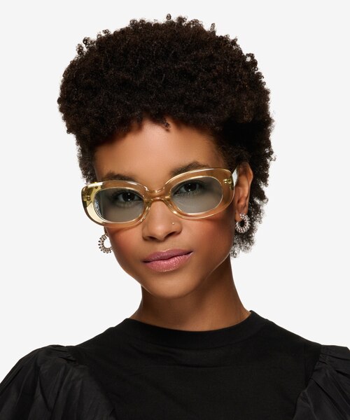 Aretha Crystal Light Yellow AcetateSunglass Frames for Women from EyeBuyDirect