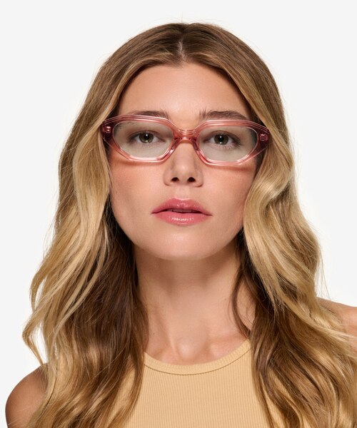 Ronette Crystal Peach AcetateSunglass Frames for Women from EyeBuyDirect