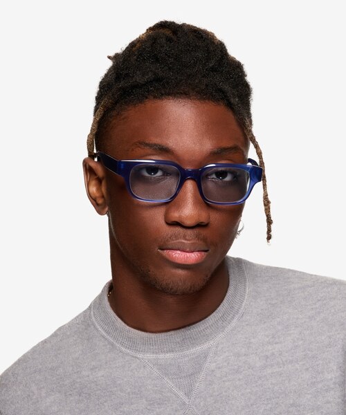 Canna Crystal Blue AcetateSunglass Frames for Men from EyeBuyDirect