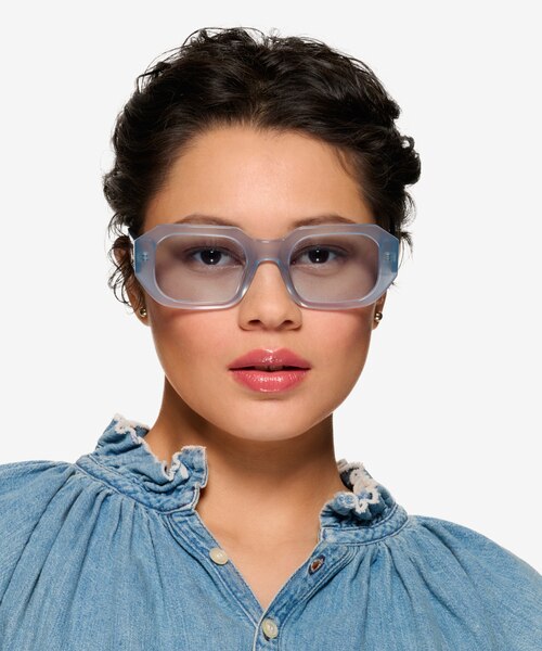 Lilia Milky Light Blue AcetateSunglass Frames for Women from EyeBuyDirect