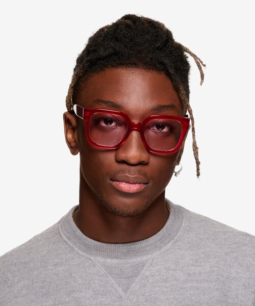 Helia Crystal Red AcetateSunglass Frames for Men from EyeBuyDirect