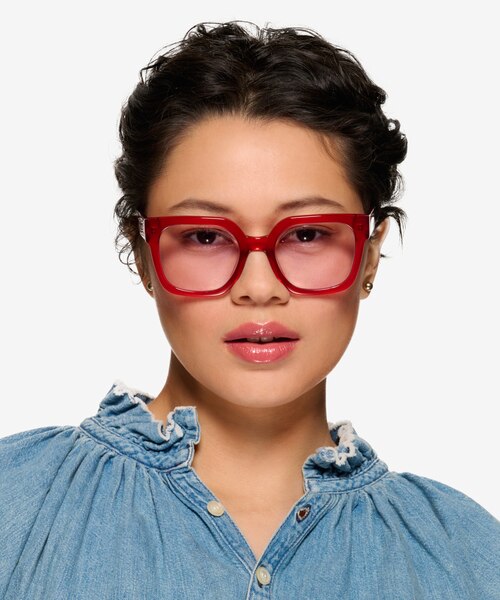 Helia Crystal Red AcetateSunglass Frames for Women from EyeBuyDirect