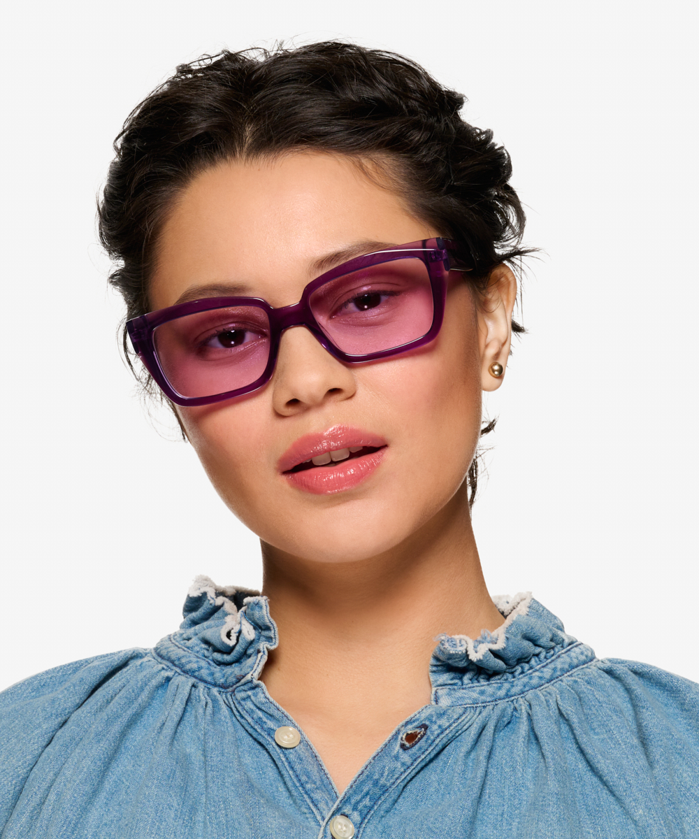 Lavendula Cat Eye Crystal Purple Frame Sunglasses For Women Eyebuydirect