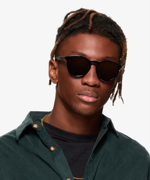 Elan Shiny Black PlasticSunglass Frames for Men from EyeBuyDirect