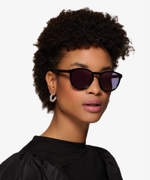 Elan Shiny Black PlasticSunglass Frames for Women from EyeBuyDirect