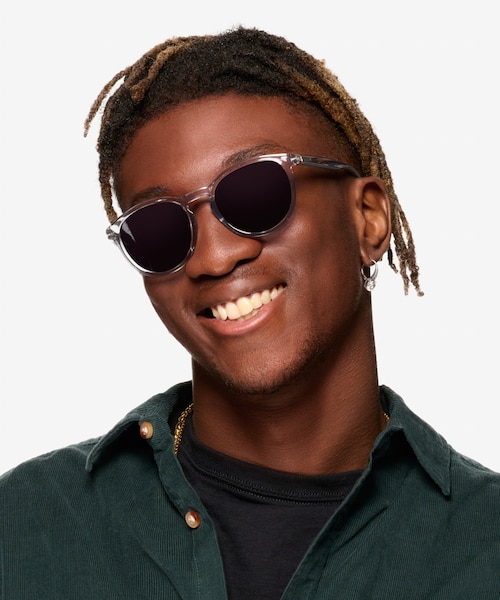Elan Shiny Crystal Gray PlasticSunglass Frames for Men from EyeBuyDirect