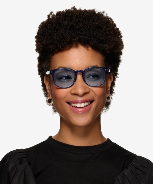 Pep Shiny Crystal Blue PlasticSunglass Frames for Women from EyeBuyDirect