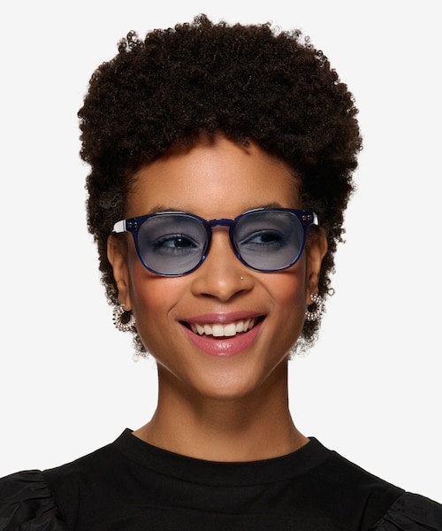 Pep Shiny Crystal Blue PlasticSunglass Frames for Women from EyeBuyDirect