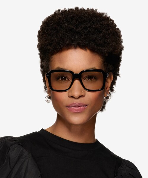 Bowie Noir AcétateSoleil de Lunette de vue pour Femmes d'EyeBuyDirect