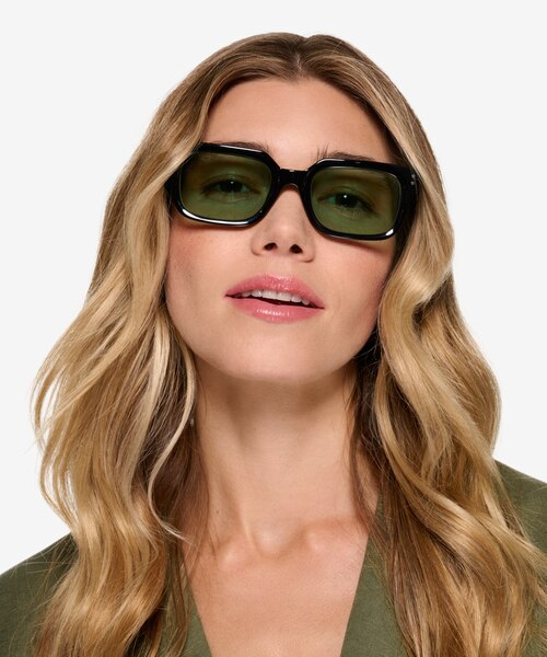 Golden Shiny Black AcetateSunglass Frames for Women from EyeBuyDirect