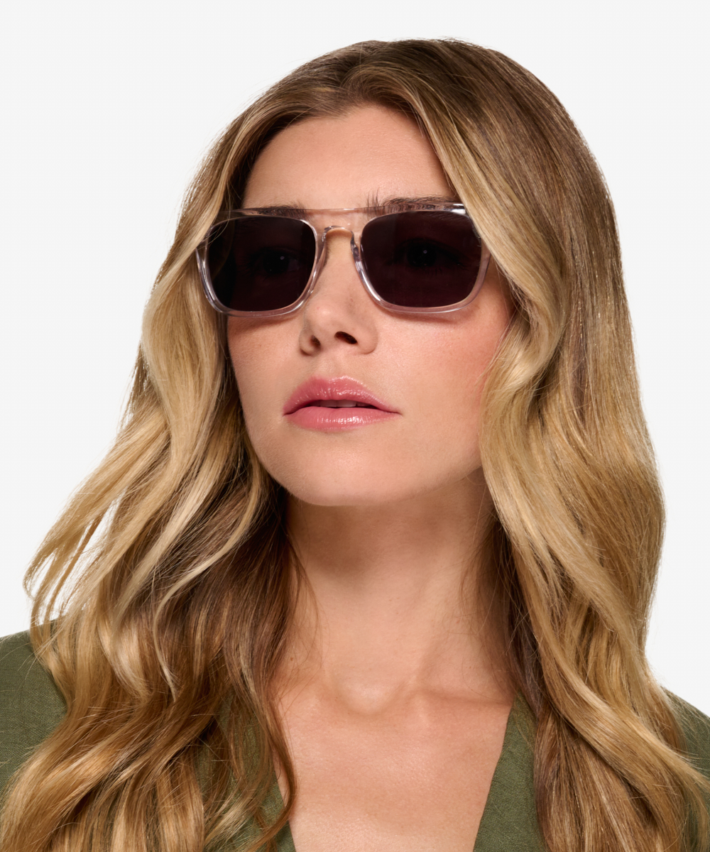 Poolside Square Clear Frame Prescription Sunglasses Eyebuydirect